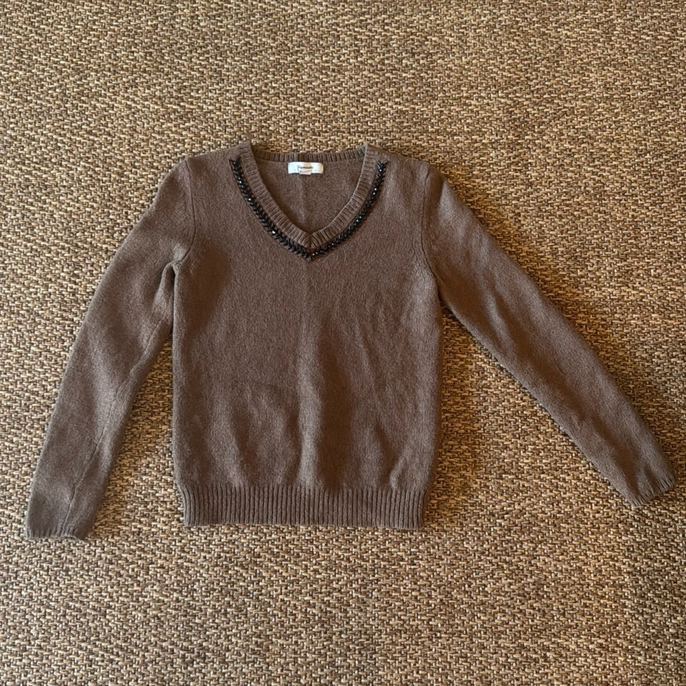 Faconnable V-Neck Lambs Wool Sweater